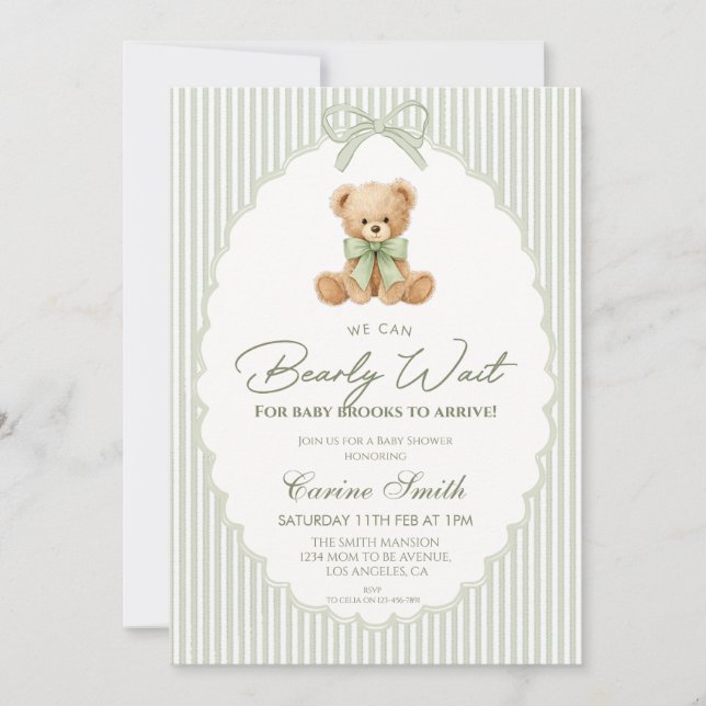 We Can Bearly Wait Gender Neutral Baby Shower Invitation (Front)