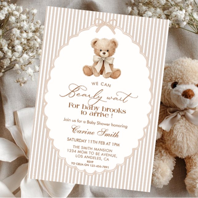 We Can Bearly Wait Gender Neutral Baby Shower Invitation (Creator Uploaded)