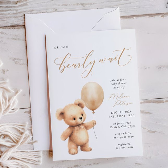 We Can Bearly Wait Gender Neutral Baby Shower Invitation (Creator Uploaded)