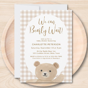 We Can Bearly Wait Gender-Neutral Baby Shower  Invitation