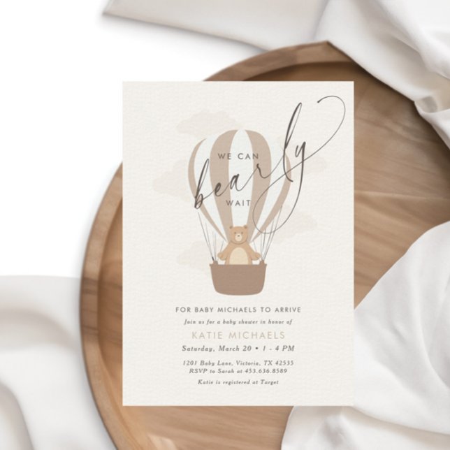 We Can Bearly Wait | Gender Neutral Baby Shower Invitation (Creator Uploaded)