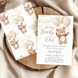 We Can Bearly Wait Gender Neutral Baby Shower Invitation