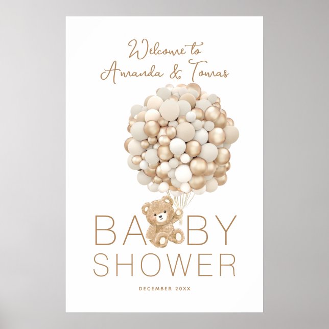 We can Bearly Wait Gender Neutral Baby Shower Poster (Front)