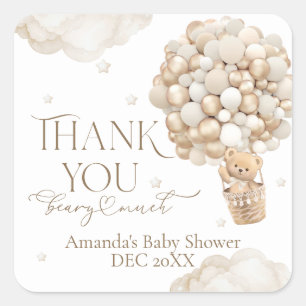 We Can Bearly wait Gender Neutral Baby Shower Square Sticker