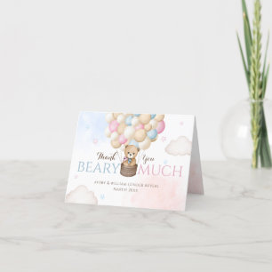 We Can Bearly Wait Gender Reveal Bear Baby Shower  Thank You Card