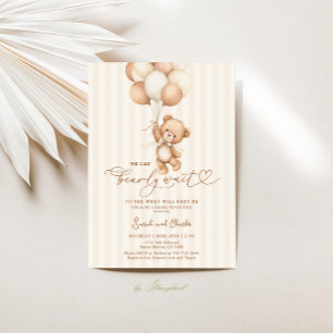 We Can Bearly Wait Gender Reveal Neutral colours Invitation