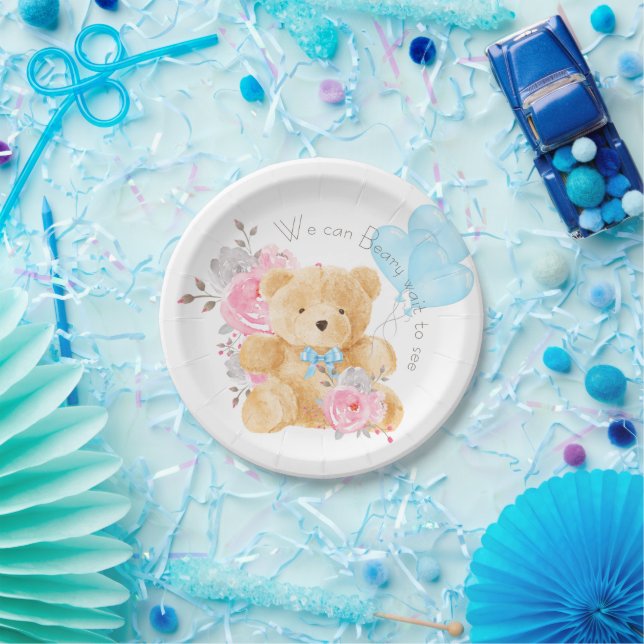 we can bearly wait Gender reveal Paper Plate (Party)