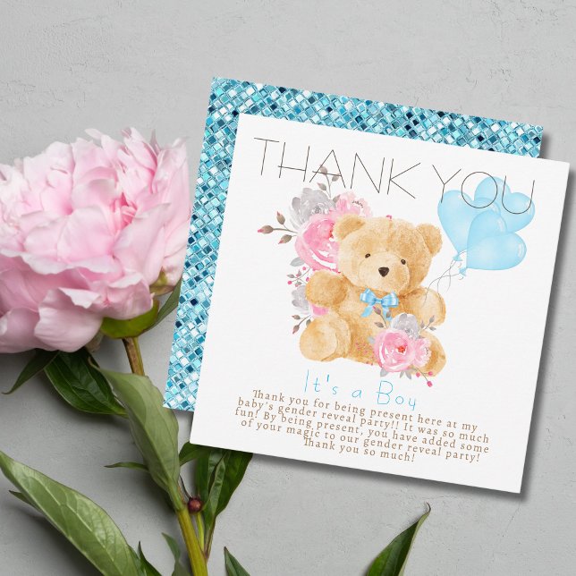 We can Bearly Wait Gender Reveal Party Its a Boy Thank You Card (Creator Uploaded)