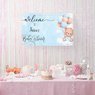 We can Bearly Wait Girl Baby shower Banner