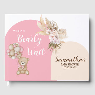 We Can Bearly Wait Girl Baby Shower Guest Book