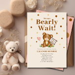 We Can Bearly Wait Girl Baby Shower  Invitation<br><div class="desc">A cute and simple watercolor,  'We Can Bearly Wait!' baby shower invitation which can be easily personalized with the inclusion of your baby shower details. This beary cute baby shower invitation has been designed for any mom-to-be expecting a baby girl.</div>