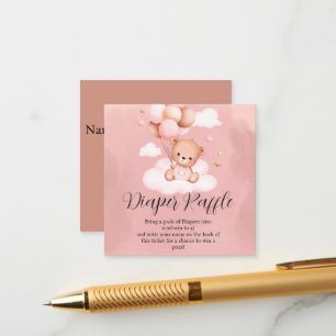 We can Bearly Wait Girl Diaper Raffle  Enclosure Card