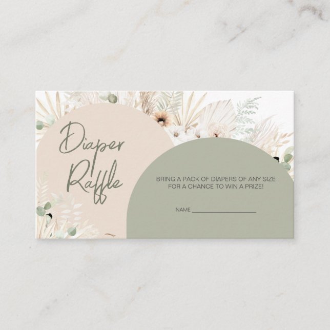We Can Bearly Wait Green Baby Shower Diaper Raffle Enclosure Card (Front)