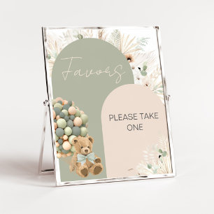 We Can Bearly Wait Green Baby Shower Favours Poster