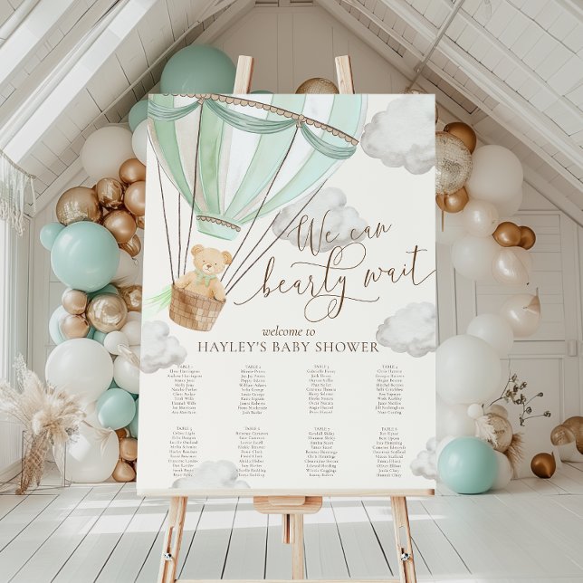 We Can Bearly Wait Green Baby Shower Seating Chart (Creator Uploaded)