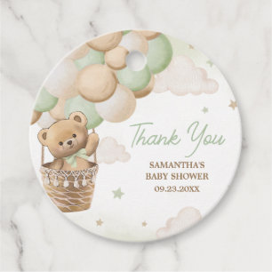 We Can Bearly Wait Green Bear Baby Shower Favour Tags