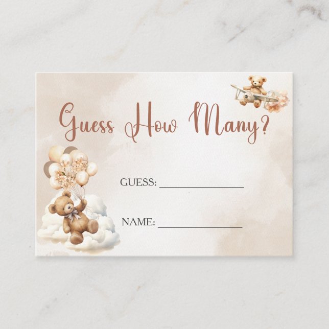 We Can Bearly Wait GUESS HOW MANY Baby Shower Game Enclosure Card (Front)