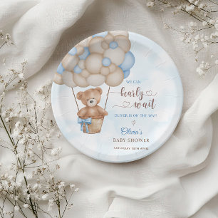 We Can Bearly Wait Hot Air Balloon Baby Shower Paper Plate