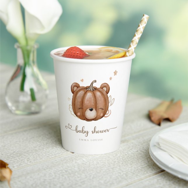 We Can Bearly Wait Little Pumpkin Bear Paper Cups (Insitu)