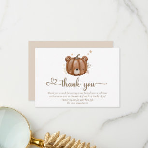We Can Bearly Wait Little Pumpkin Bear  Thank You Card