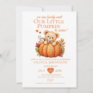 We Can Bearly Wait Little Pumpkin Fall Baby Shower Invitation
