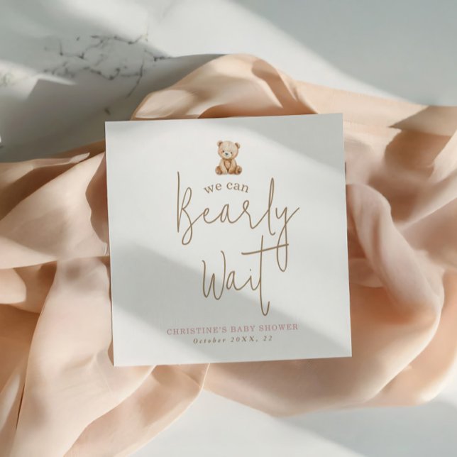  We Can Bearly Wait Minimalist Baby Shower Napkins (Creator Uploaded)