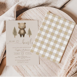 We Can Bearly Wait Minimalist Gender Neutral Invitation