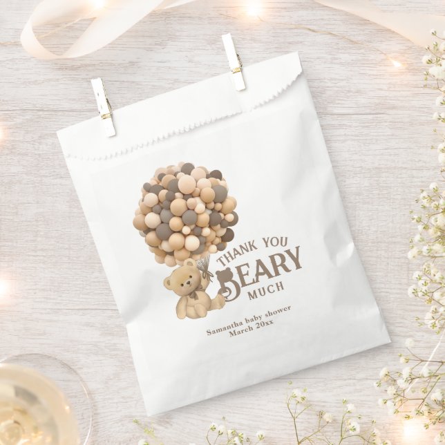 We Can Bearly Wait Modern Bear Baby Shower Favour Bag (Clipped)