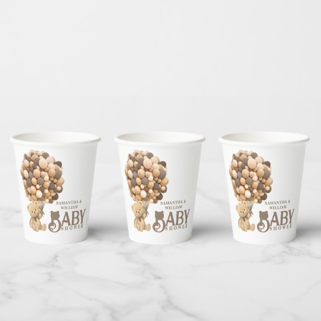 We Can Bearly Wait Modern Bear Baby Shower Welcome Paper Cups (Multi)