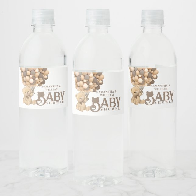 We Can Bearly Wait Modern Bear Baby Shower Welcome Water Bottle Label (Bottles)