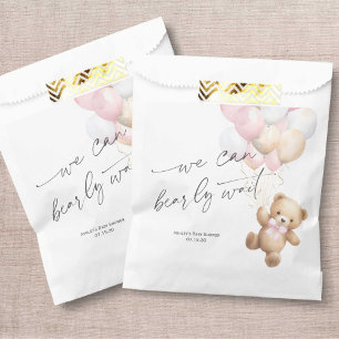 We Can Bearly Wait Modern Pink Baby Girl Shower Favour Bag