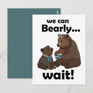 We Can Bearly Wait Mother Bear Cub Baby Shower  Postcard