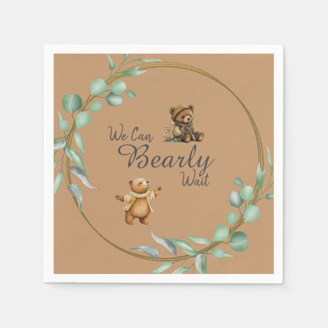 We Can BEARLY Wait!  Napkin (Front)