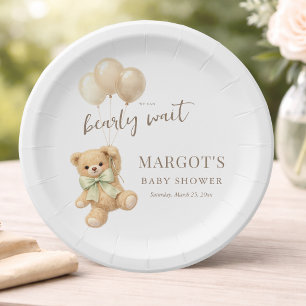 We Can Bearly Wait Neutral Baby Shower Party Paper Plate