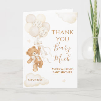 We Can Bearly Wait Neutral Baby Shower Thank You Card
