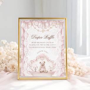 We Can Bearly Wait Nursery Cottage Diaper Raffle Poster