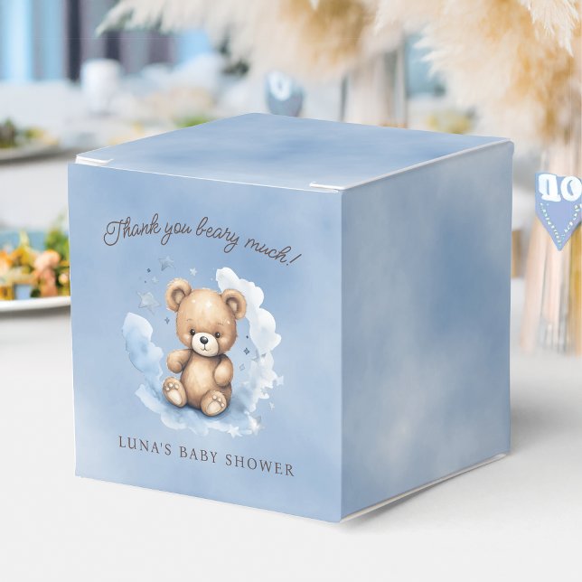 We Can Bearly Wait Pastel Blue Baby Shower Favor Box (Creator Uploaded)