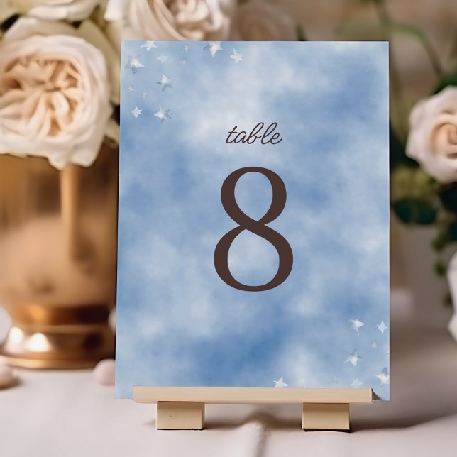 We Can Bearly Wait Pastel Blue Baby Shower Table Number (Creator Uploaded)