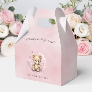 We Can Bearly Wait Pastel Pink Baby Shower Gable Favor Box