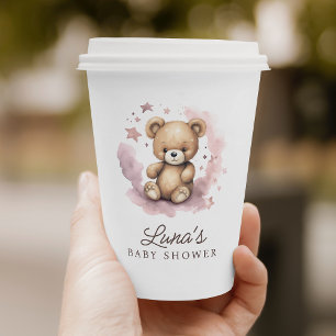 We Can Bearly Wait Pastel Pink Baby Shower Paper Cups
