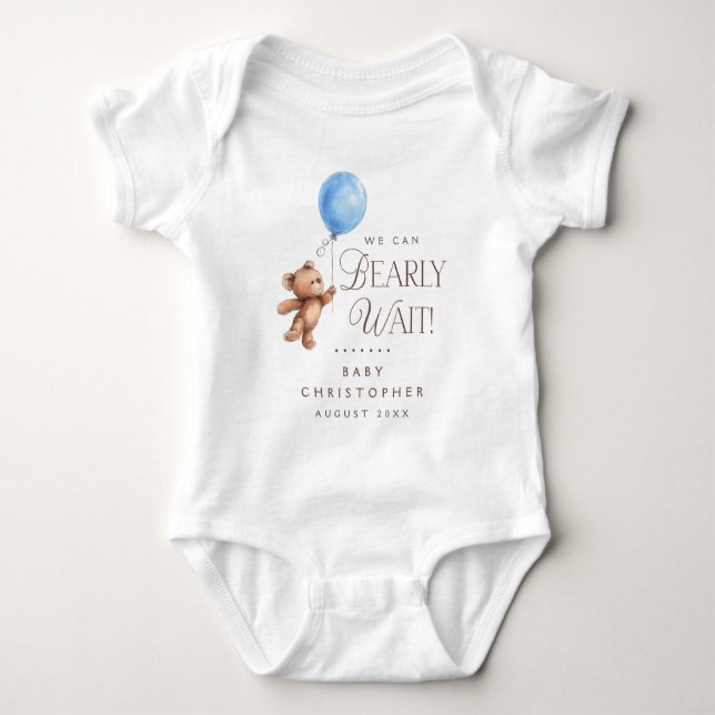 We Can Bearly Wait Personalized Baby Bodysuit (Front)