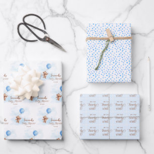 We Can Bearly Wait Personalized Baby Shower  Wrapping Paper Sheet