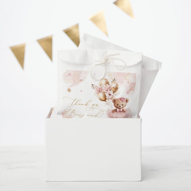We Can Bearly Wait Pink Baby Shower Favour Bag (Party)