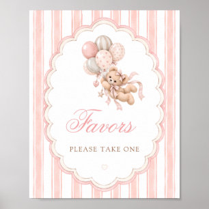 We Can Bearly Wait Pink Baby Shower Favours Poster