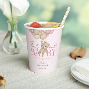 We Can Bearly Wait Pink Baby Shower Paper Cups