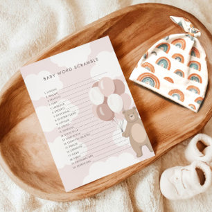 We Can Bearly Wait   Pink Baby Word Scramble Enclosure Card