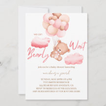 We Can Bearly Wait Pink Bear Baby Shower