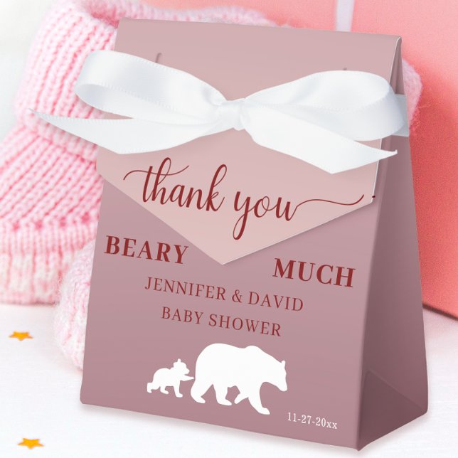 We Can Bearly Wait Pink Cute Bear Baby Shower Favor Box (Creator Uploaded)