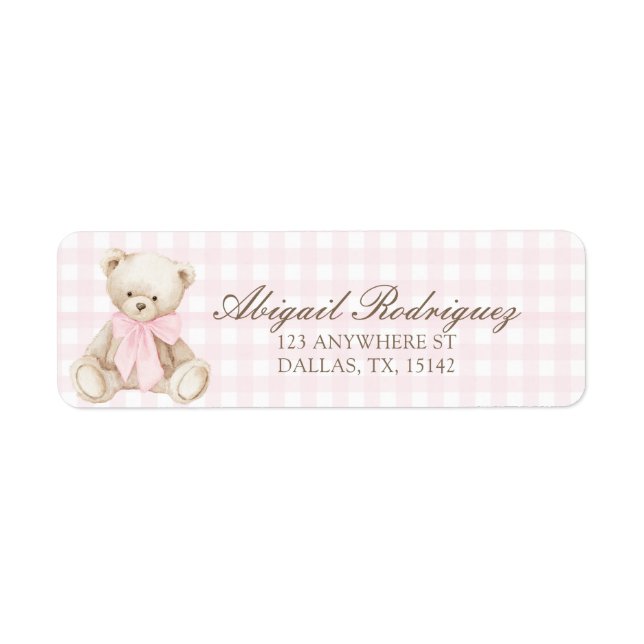We Can Bearly Wait Pink Gingham bear Return (Front)