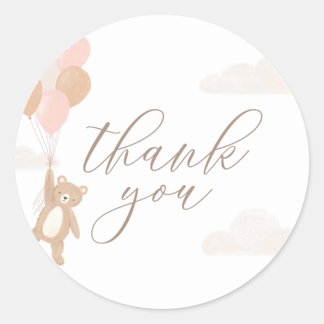 We Can Bearly Wait Pink Girl Baby Shower Classic Round Sticker (Front)